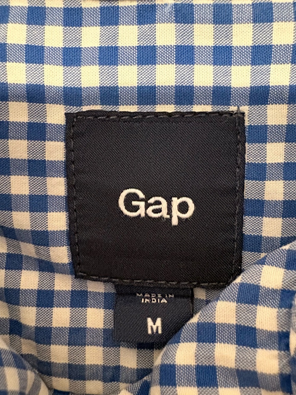 GAP Mens Medium Classic Blue & White Gingham Button-Down Shirt -100% Cotton - Picture 3 of 14